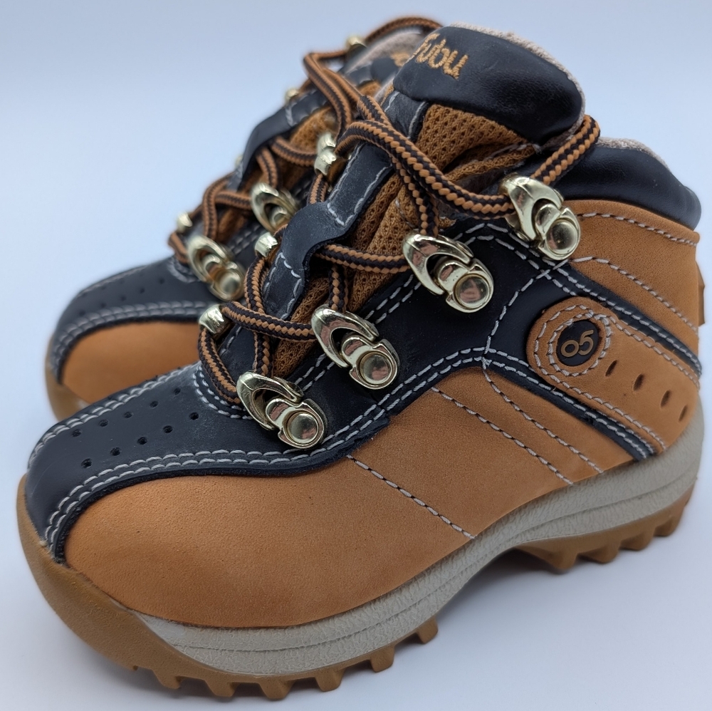 FUBU Tan and Black Baby Boots Sz 6